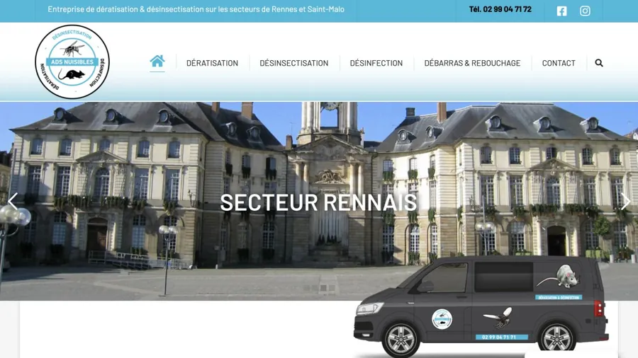 Aperçu du site officiel de ADS Nuisibles