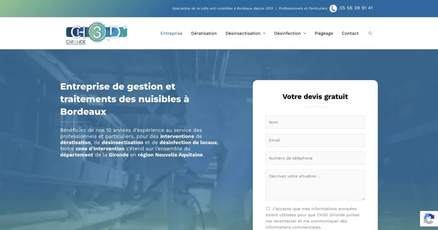 Aperçu du site officiel de CH3D Gironde