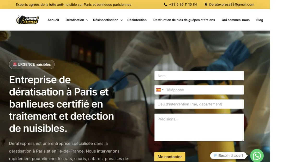 Aperçu du site officiel de DeratExpress