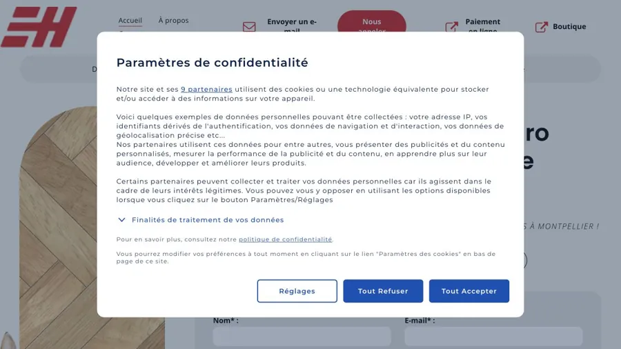 Aperçu du site officiel de Euro Hygiène
