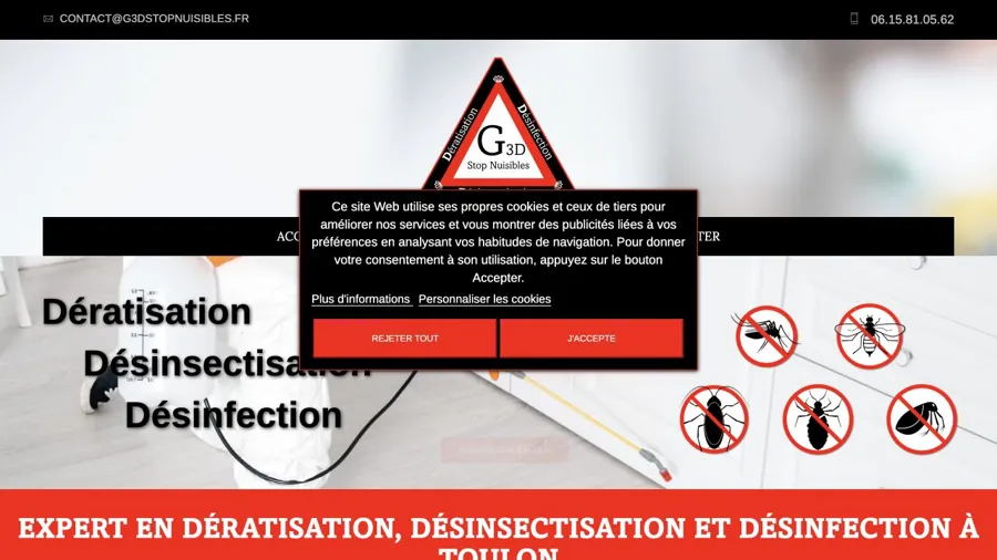 Aperçu du site officiel de G3D Stop Nuisibles