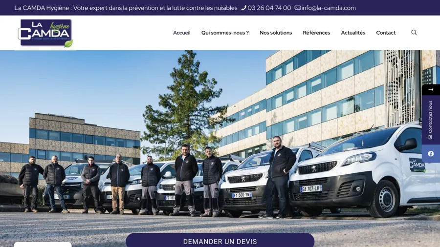 Aperçu du site officiel de La CAMDA