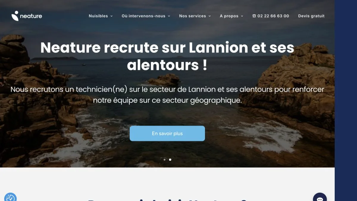 Aperçu du site officiel de Neature