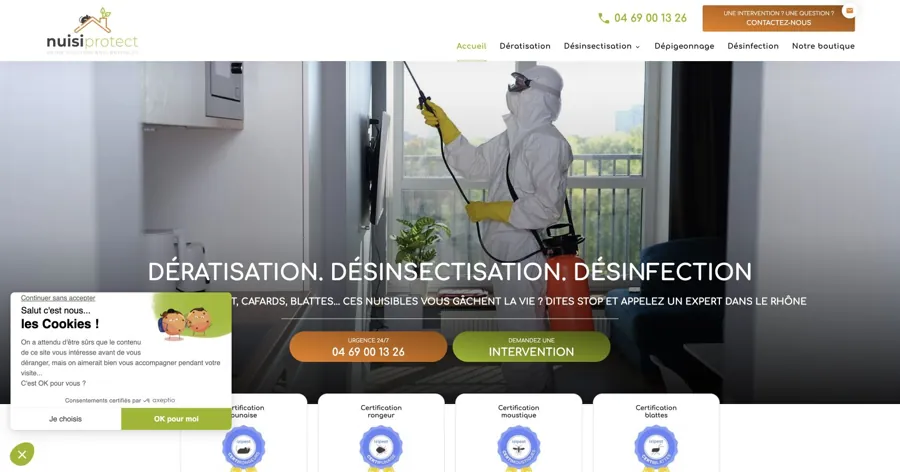 Aperçu du site officiel de NuisiProtect
