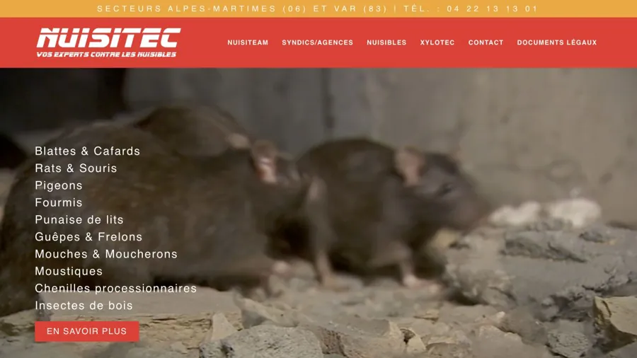 Aperçu du site officiel de Nuisitec