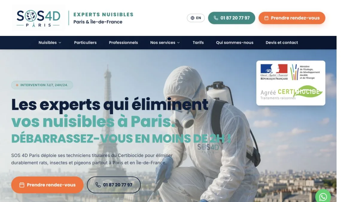 Aperçu du site officiel de SOS 4D Paris