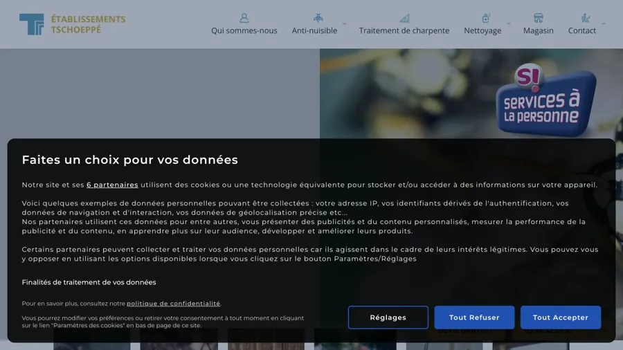 Aperçu du site officiel de Établissements Tschoeppé
